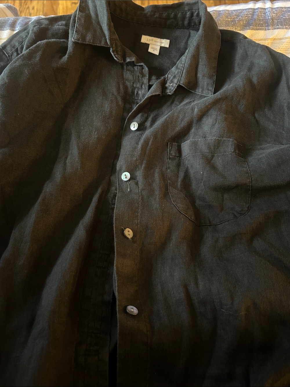 J. Jill Love Linen Black Blouse